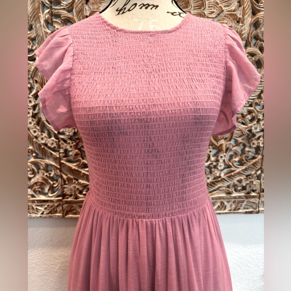 Lee Pink, Super Soft, Lightweight, Smocked Top, Tiered Skirt, Maxi Dress- size M - Picture 5 of 13